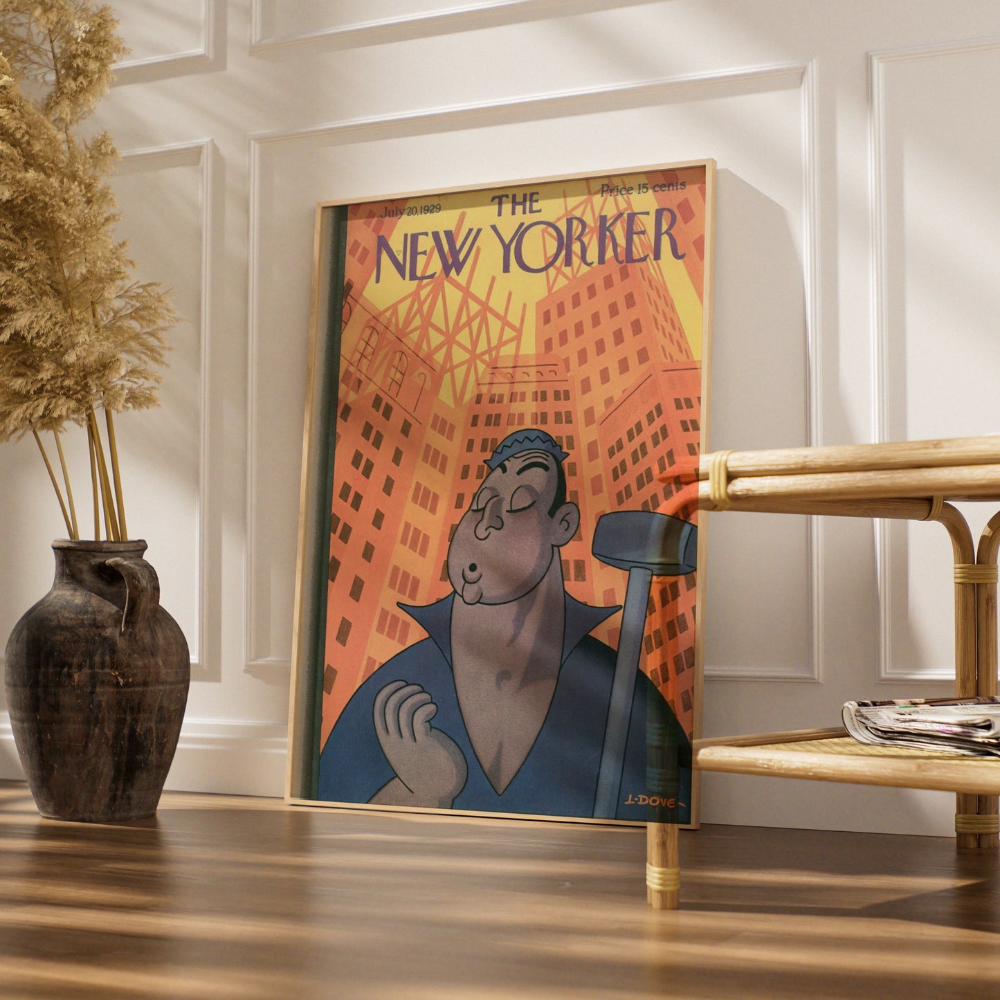 The New Yorker July 1929 Cover Art Poster, Art Deco Construction Worker NYC Print