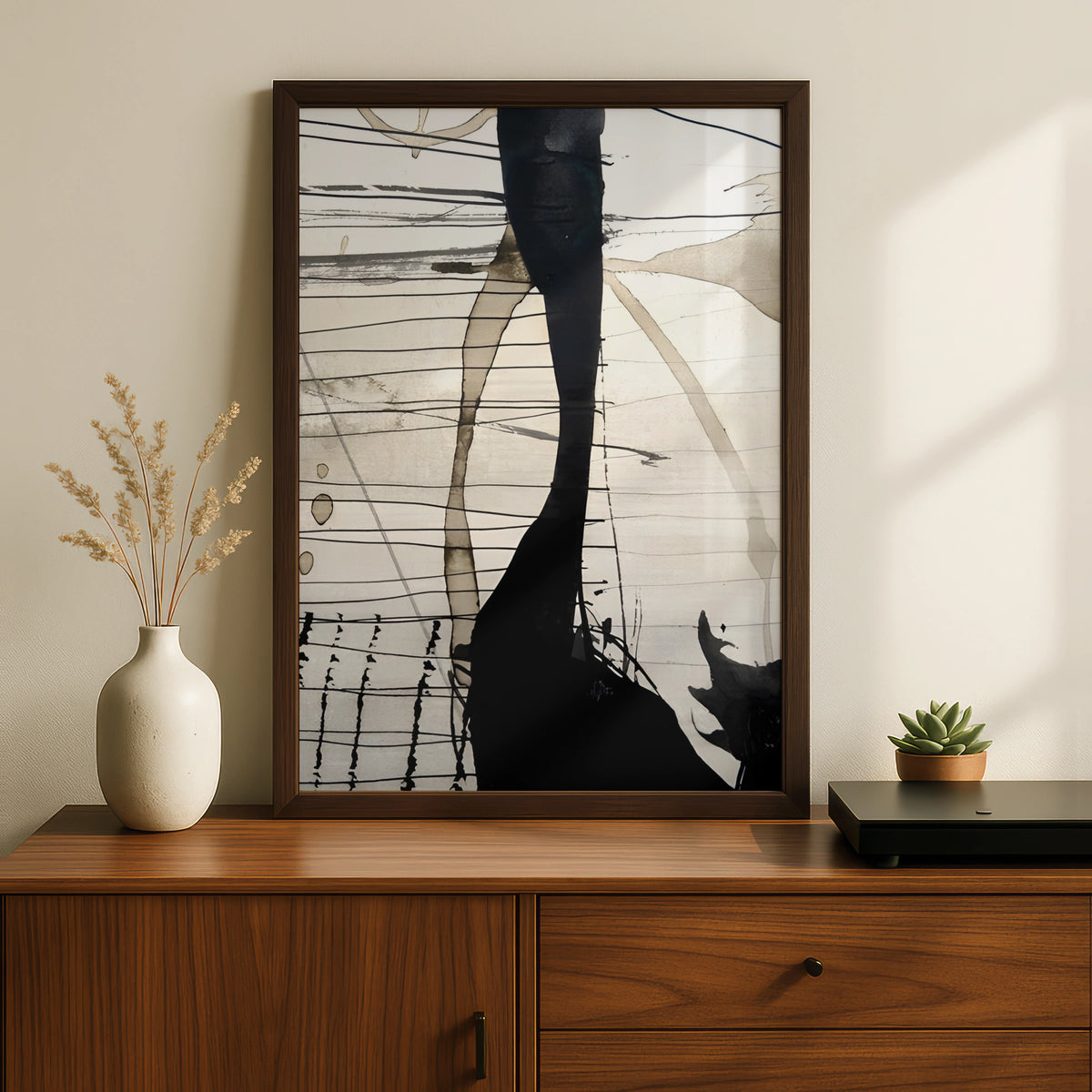 Abstract Ink Monochrome Wall Art, Black and White Poster, Modern Minimalist Print