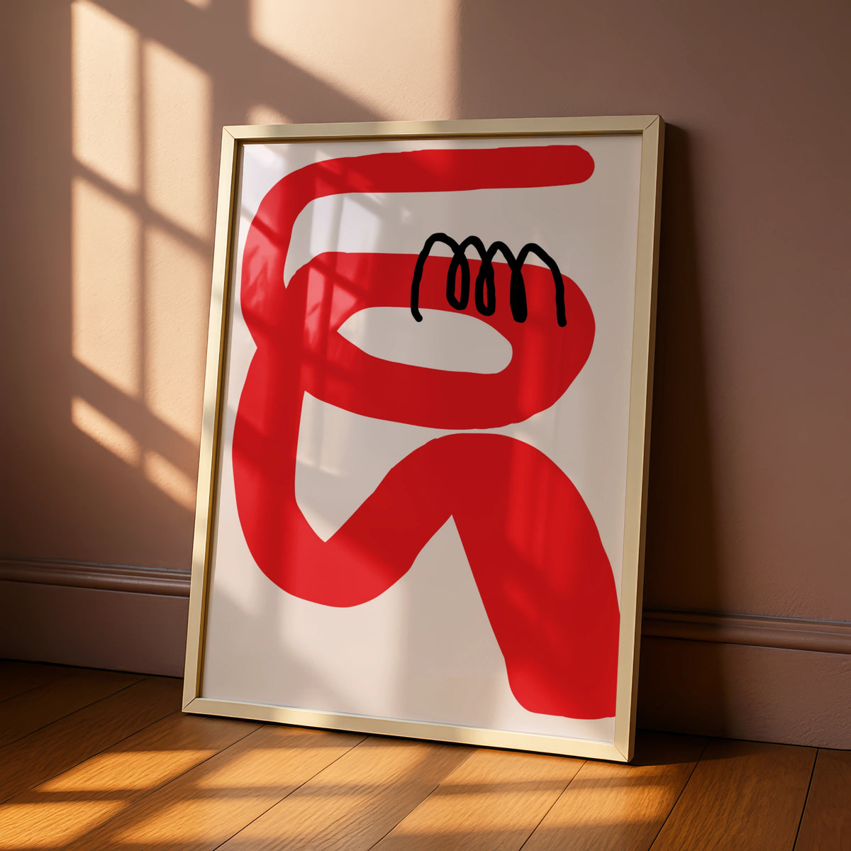 Bold Red Abstract Figure Poster, Modern Maximalist Wall Art, Eclectic Art Print