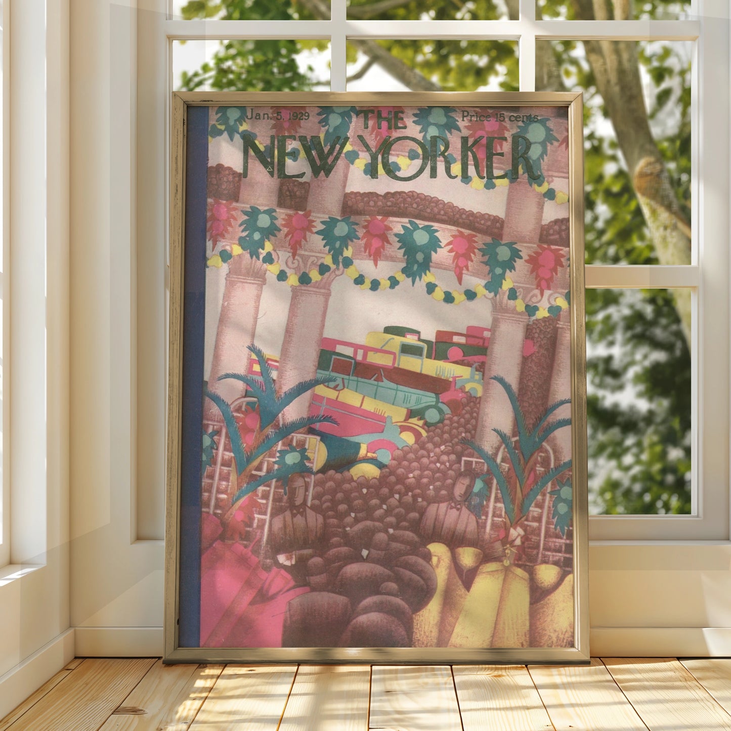New Yorker 1929 Cover Art Poster, Vintage Art Deco Car Show Print, Retro Wall Art