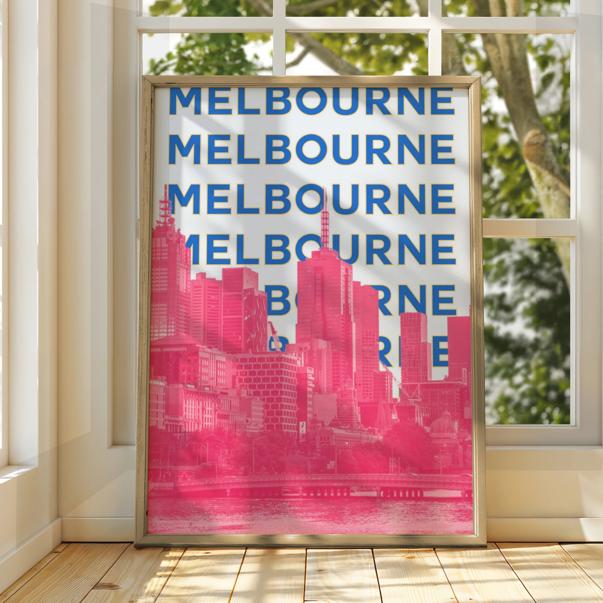 Melbourne Travel Poster, Australia City Wall Art, Retro Skyline Print, Bold Typography