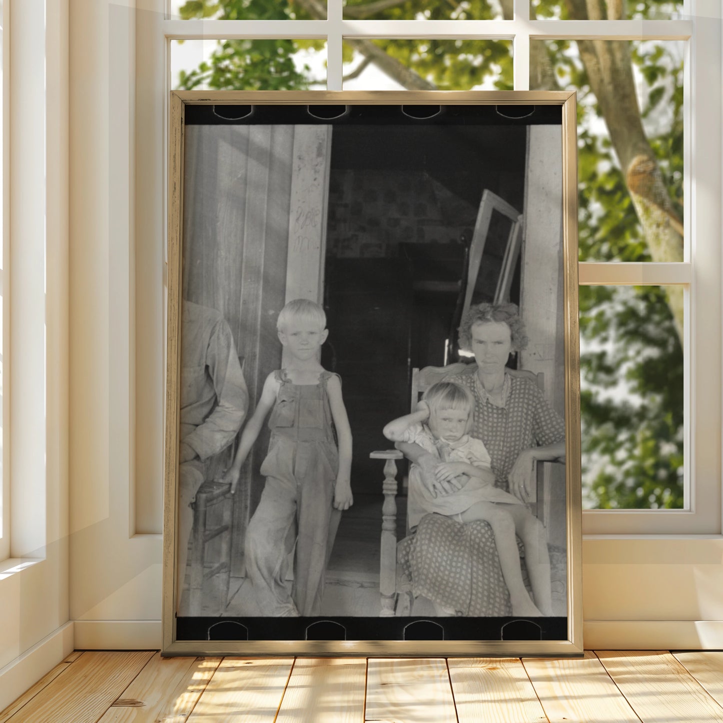 Vintage Depression Era Family Portrait Poster, 1930s Black and White Photography Print
