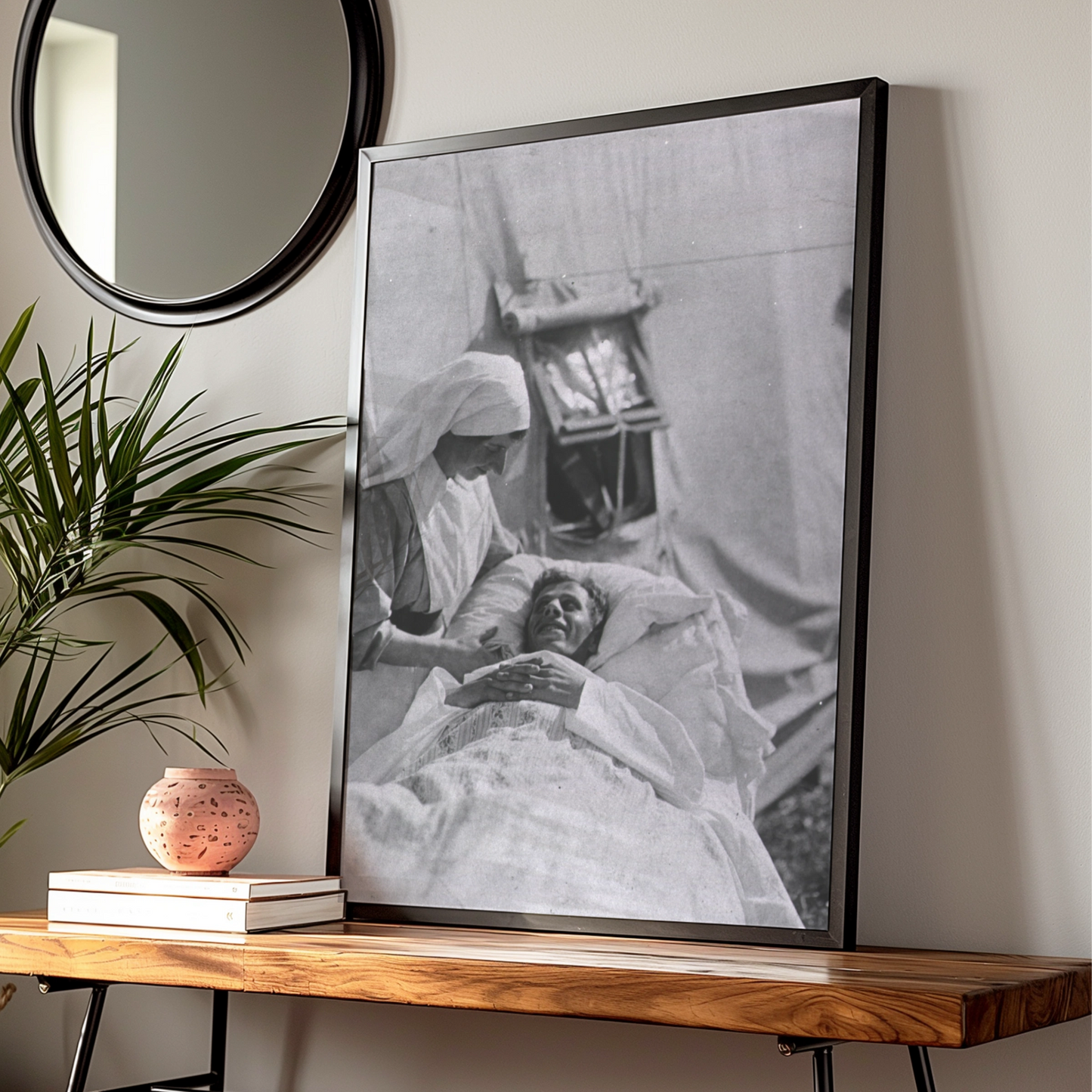 WW1 Nurse Field Hospital Poster, Vintage War Photography Print, Black White Wall Art