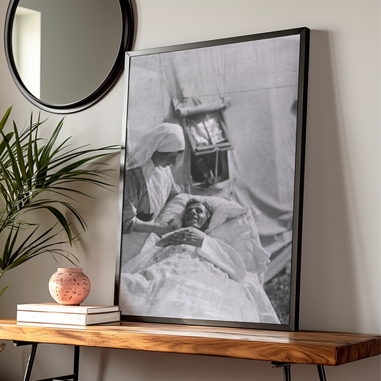 WW1 Nurse Field Hospital Poster, Vintage War Photography Print, Black White Wall Art