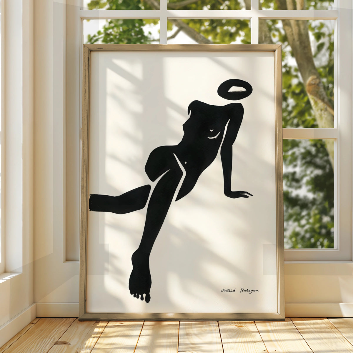 Abstract Female Figure Print, Monochrome Wall Art, Black and White Minimalist Poster, Modern Nude
