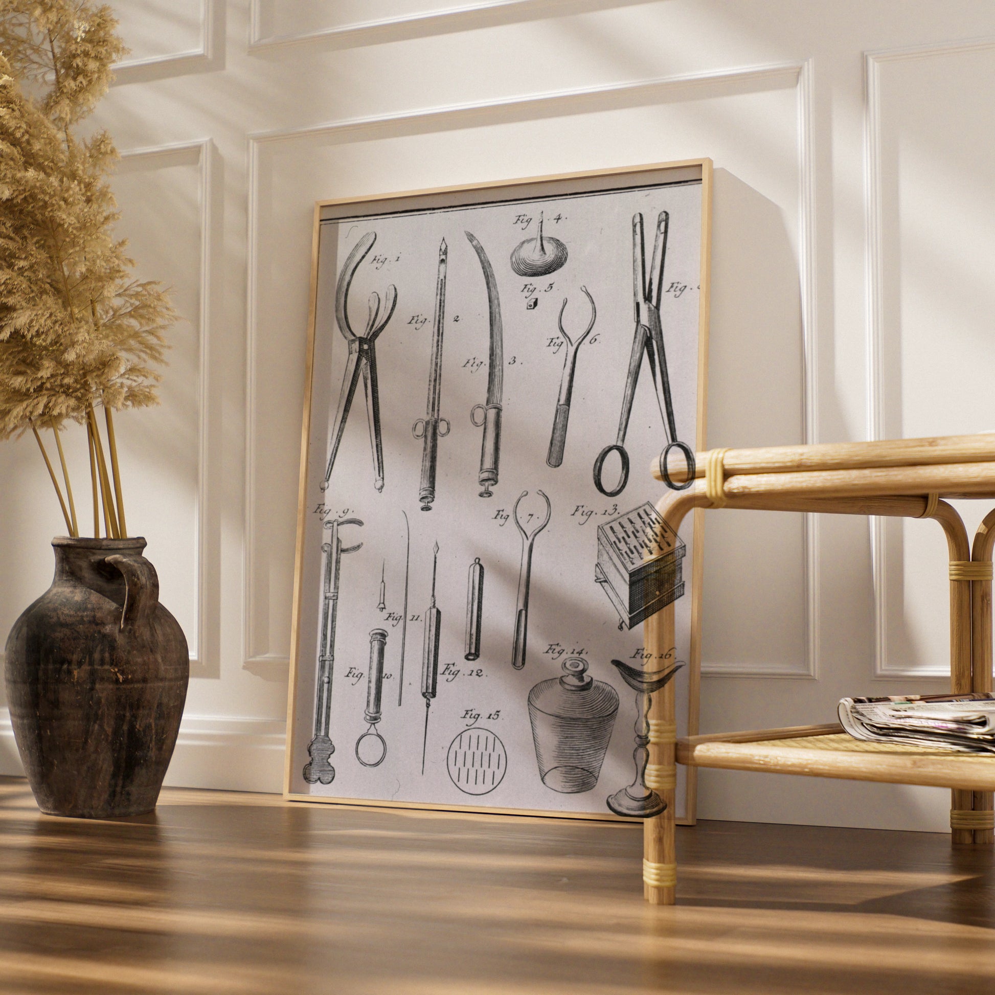 Vintage Surgical Instruments Print, Antique Medical Illustration, Halloween Gothic Wall Art Poster
