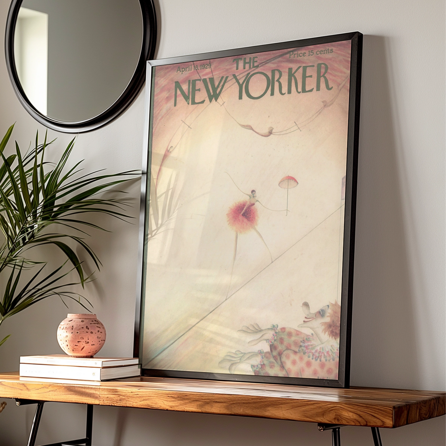 New Yorker 1929 Circus Poster, Vintage Tightrope Art Print, Art Deco Wall Decor