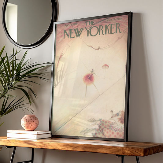 New Yorker 1929 Circus Poster, Vintage Tightrope Art Print, Art Deco Wall Decor
