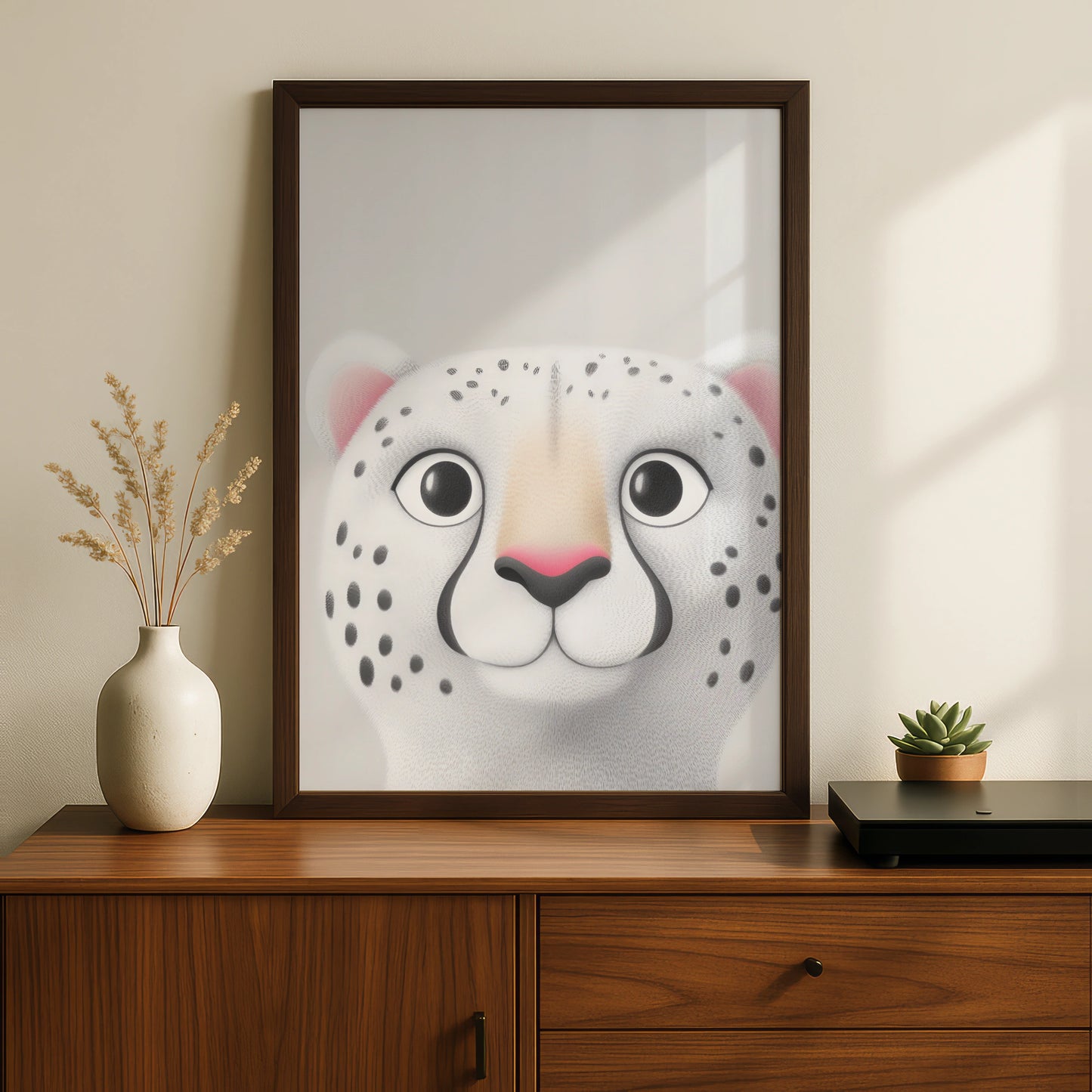Snow Leopard Nursery Wall Art, Cute Animal Print, Baby Room Poster, Kids Decor
