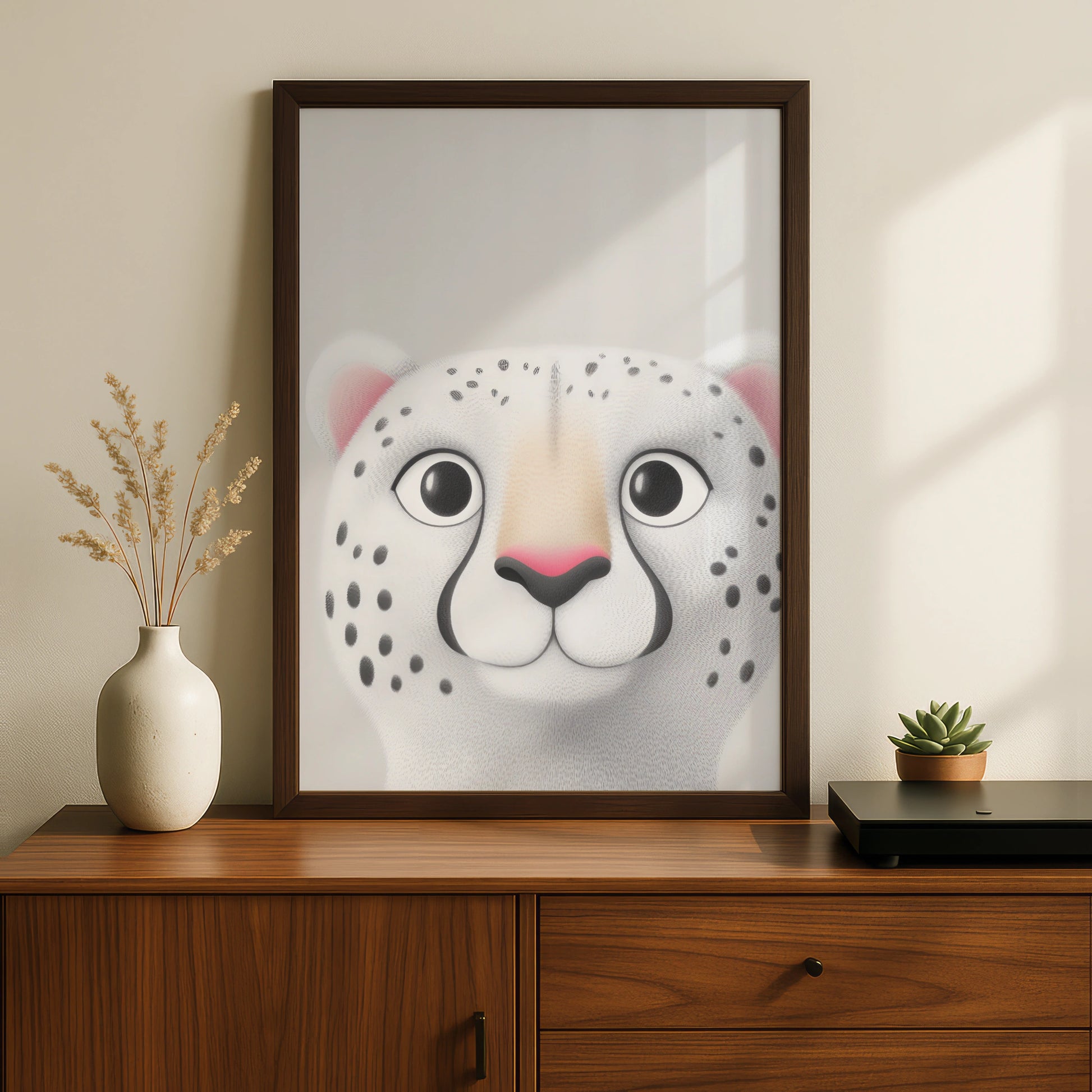 Snow Leopard Nursery Wall Art, Cute Animal Print, Baby Room Poster, Kids Decor