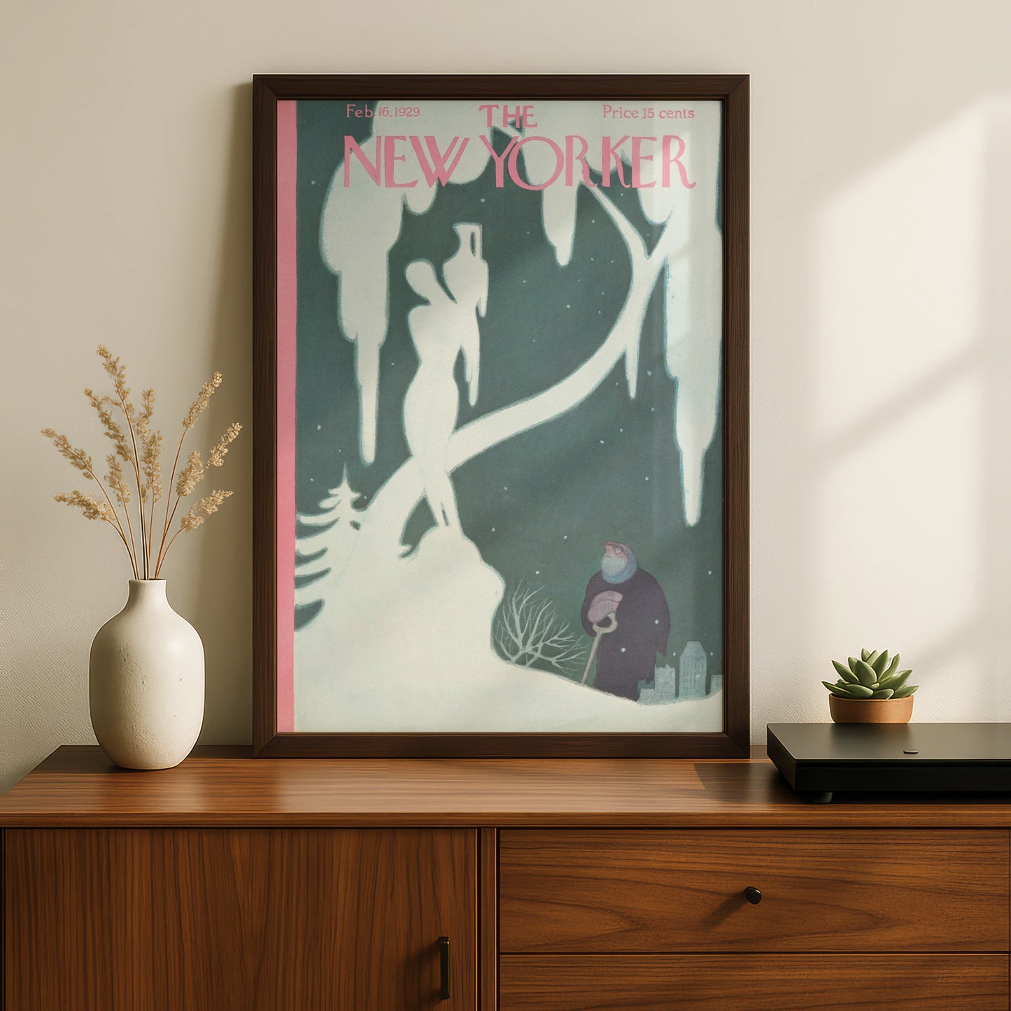 The New Yorker February 1929 Winter Snow Cover Poster, Vintage Magazine Wall Art