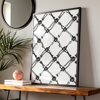 Fishnet Stockings Pattern Print, Monochrome Wall Art, Bold Black and White Poster, Modern Decor