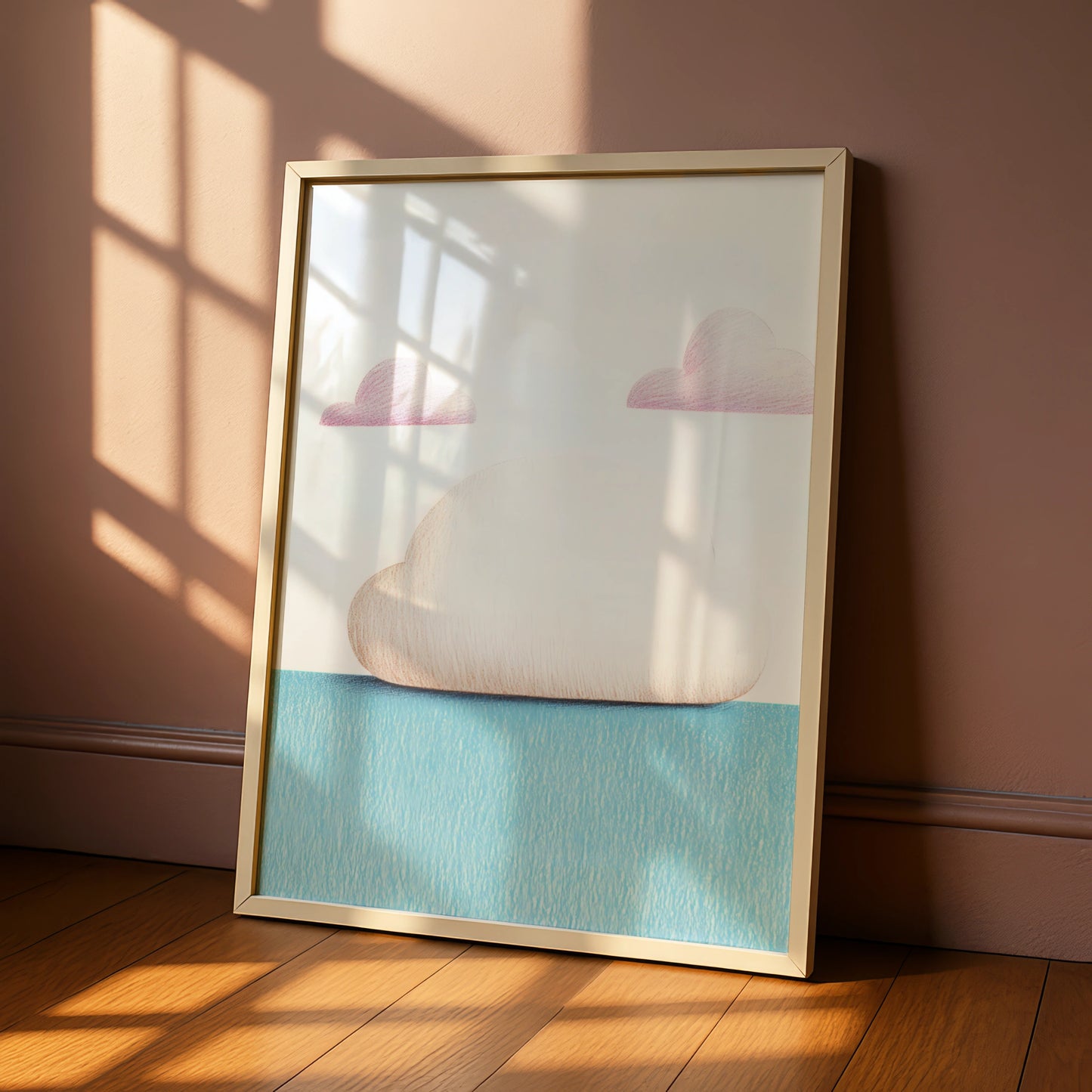 Cloud Nursery Wall Art, Pink Blue Sky Print, Baby Room Poster, Cute Dreamy Decor