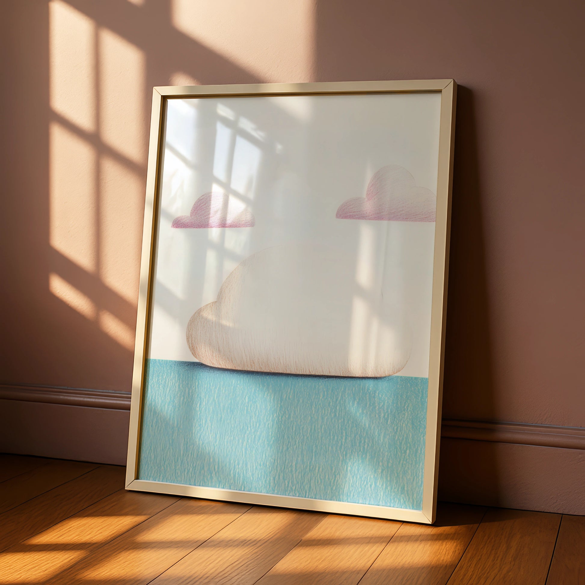 Cloud Nursery Wall Art, Pink Blue Sky Print, Baby Room Poster, Cute Dreamy Decor