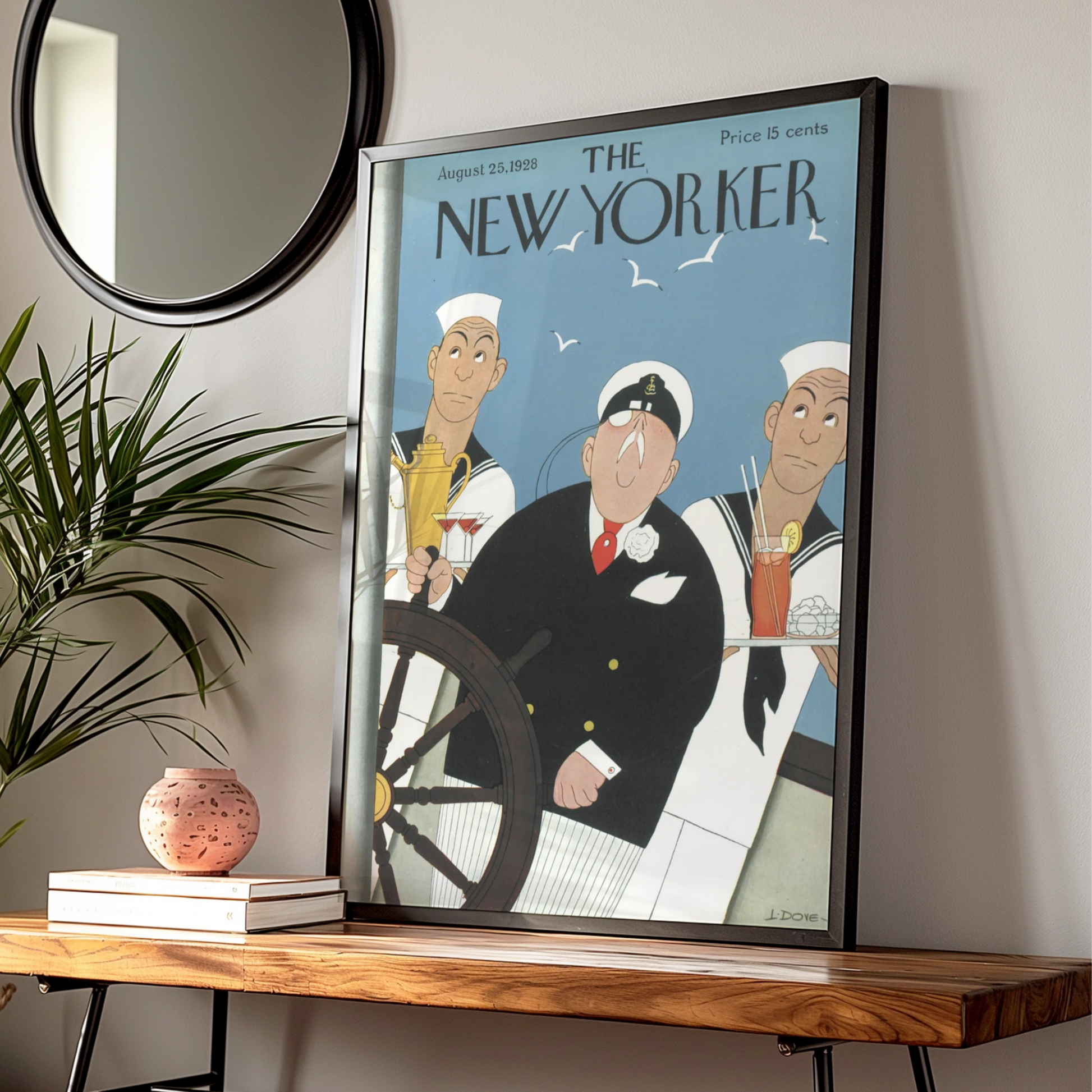 The New Yorker August 1928 Sailor Captain Cover Art Poster, Vintage Nautical Print