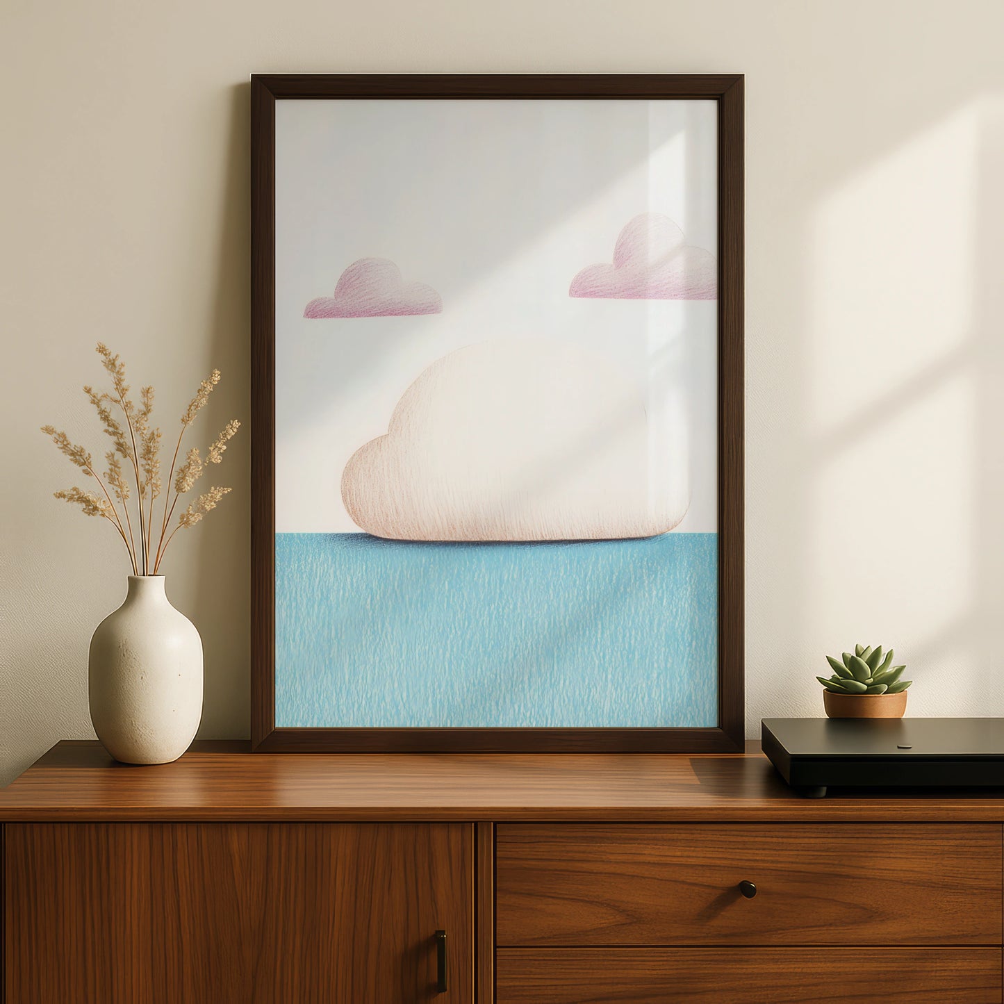 Cloud Nursery Wall Art, Pink Blue Sky Print, Baby Room Poster, Cute Dreamy Decor