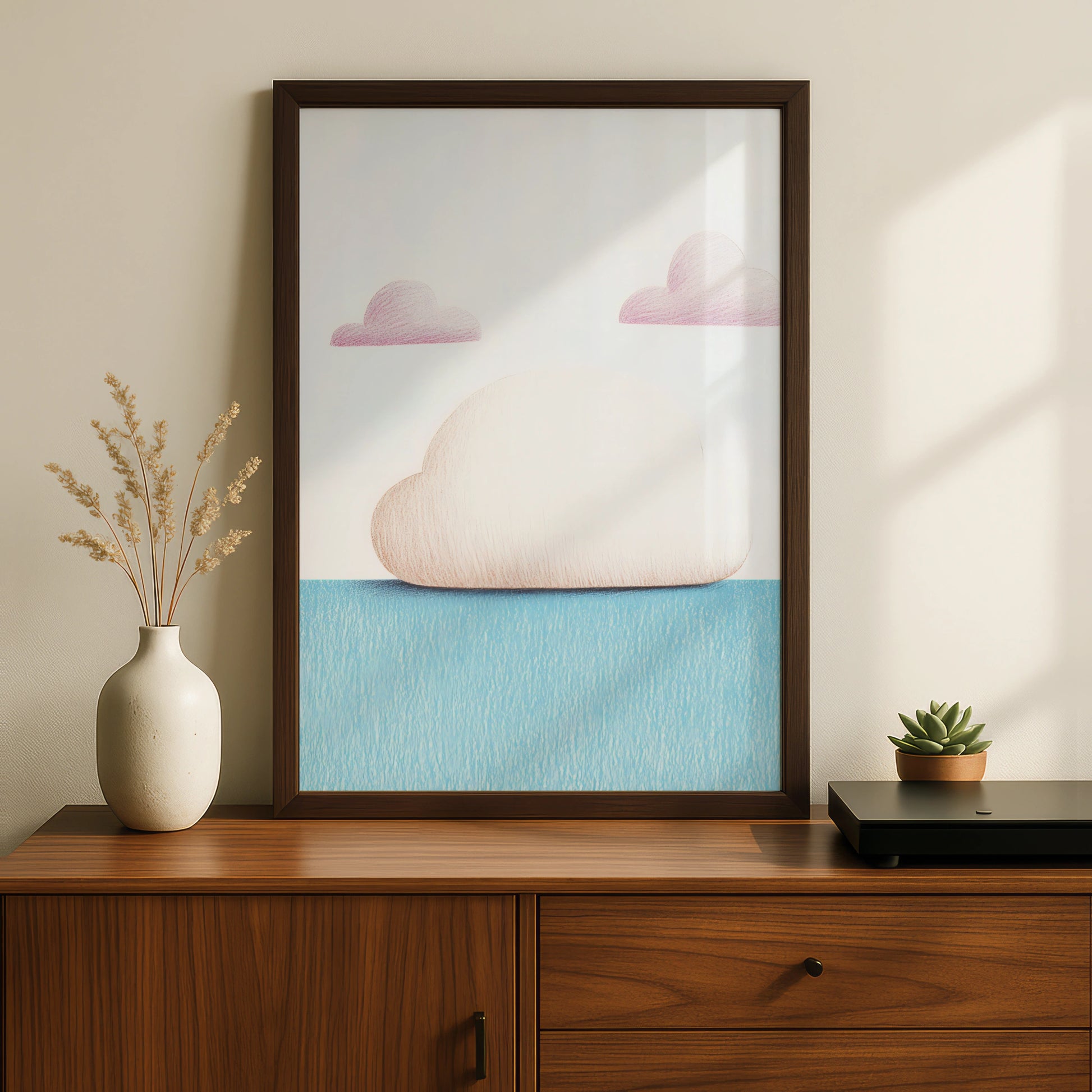 Cloud Nursery Wall Art, Pink Blue Sky Print, Baby Room Poster, Cute Dreamy Decor