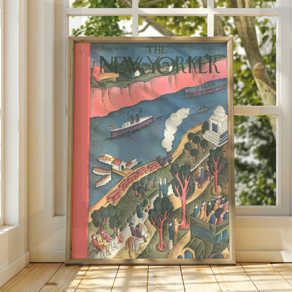 The New Yorker September 1927 Cover Art Poster, Vintage River Scene Wall Art