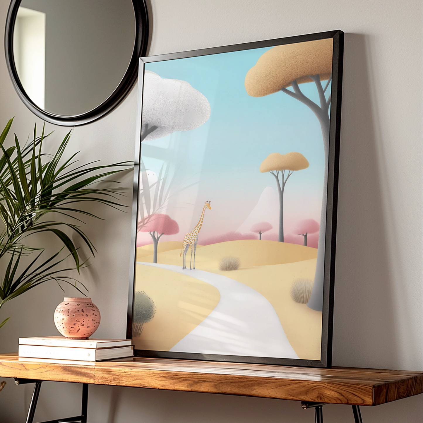 Giraffe Nursery Wall Art, Safari Animal Print, Pastel Kids Room Poster, Baby Girl Boy Decor