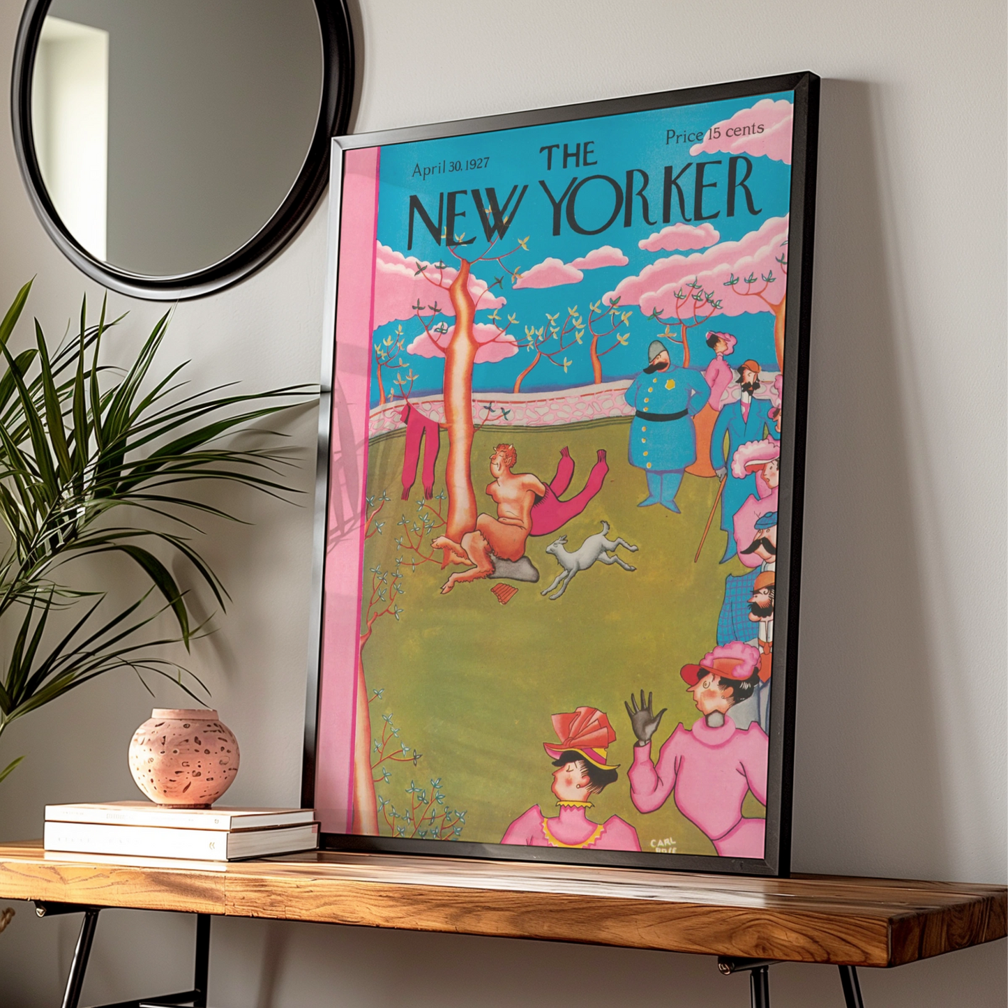 The New Yorker April 1927 Cover Poster, Vintage Faun Park Scene Wall Art Print