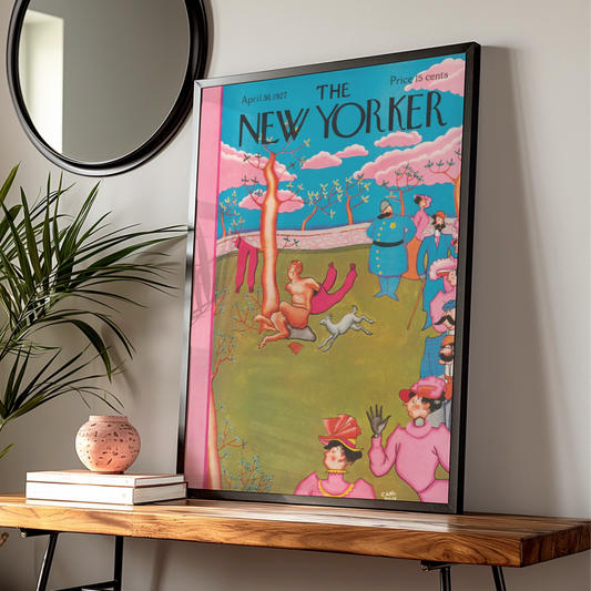 The New Yorker April 1927 Cover Poster, Vintage Faun Park Scene Wall Art Print
