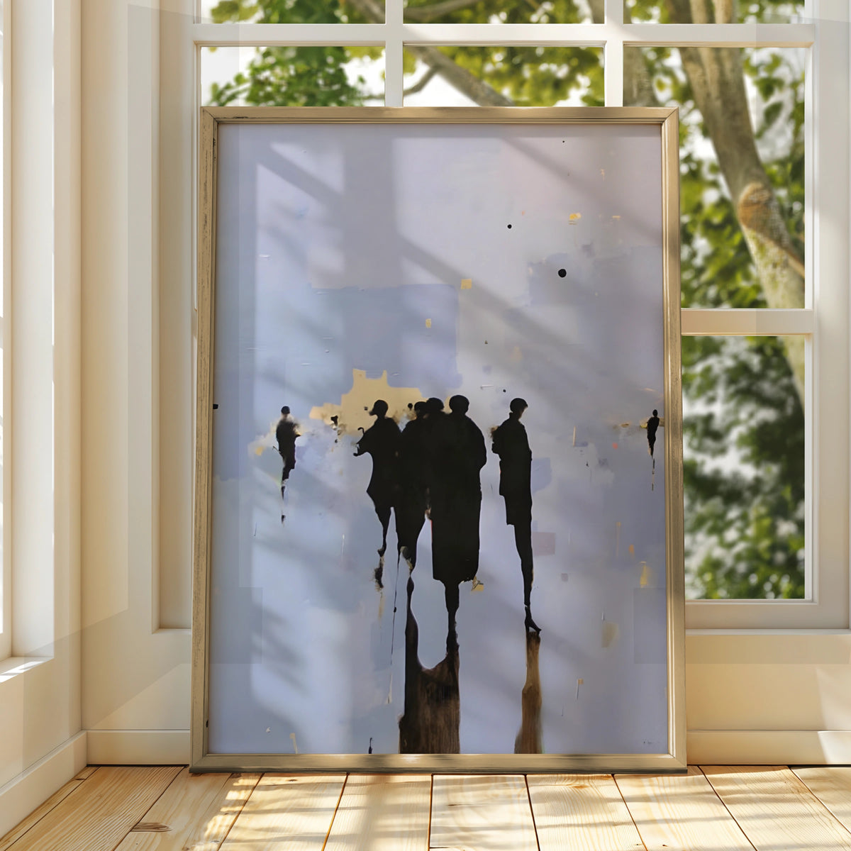 Abstract Figures Poster, Monochrome Wall Art, Modern Silhouette Print, Neutral Gallery Wall Decor