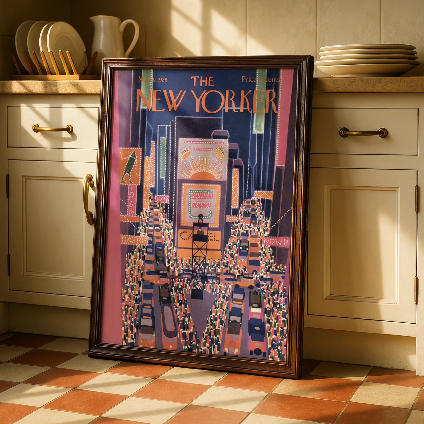 New Yorker 1928 Times Square Poster, Vintage NYC Art Print, Art Deco New York Wall Art