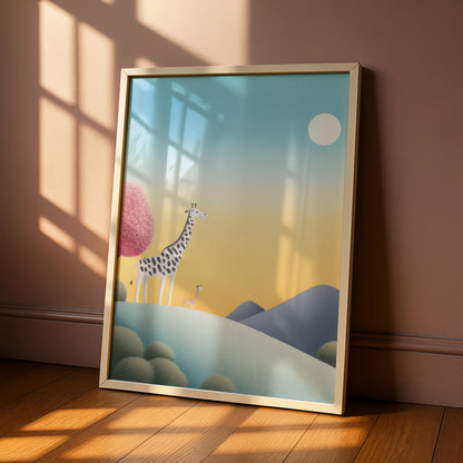 Giraffe Nursery Wall Art, Baby Giraffe Print, Safari Kids Room Poster, Cute Animal Decor