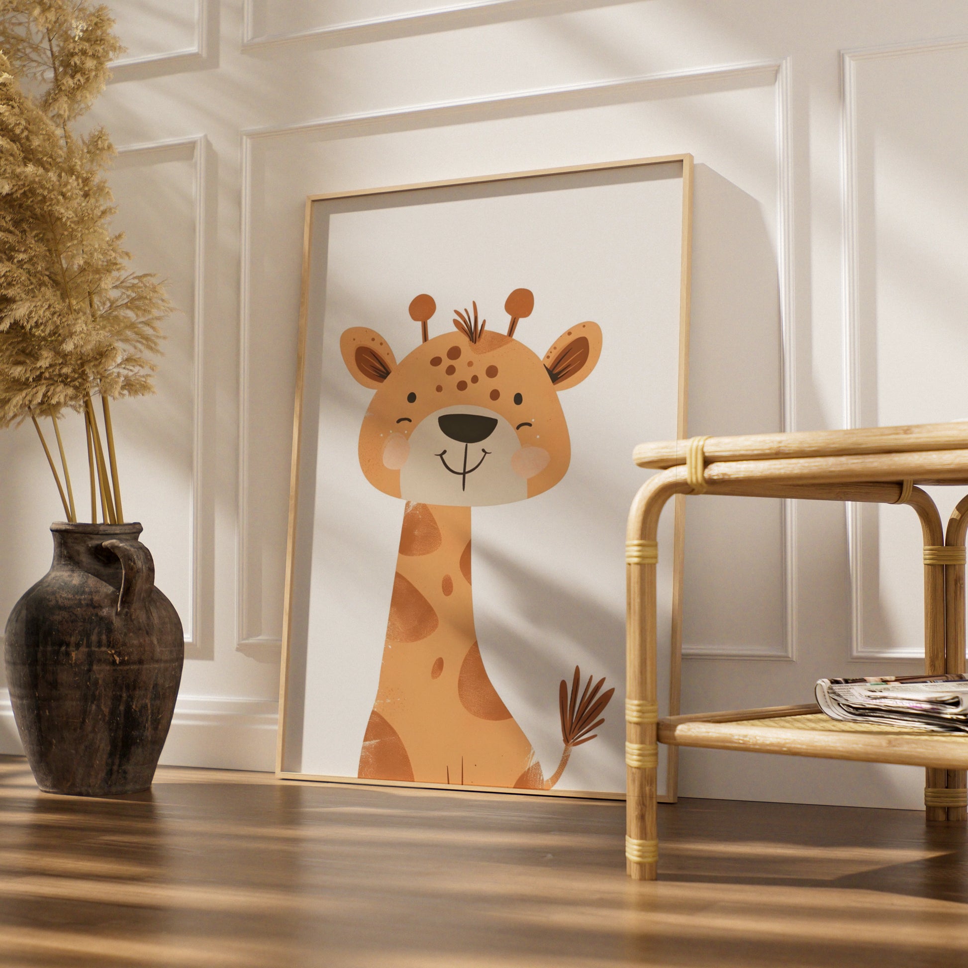 Cute Giraffe Nursery Wall Art, Safari Animal Baby Room Poster, Kids Bedroom Print
