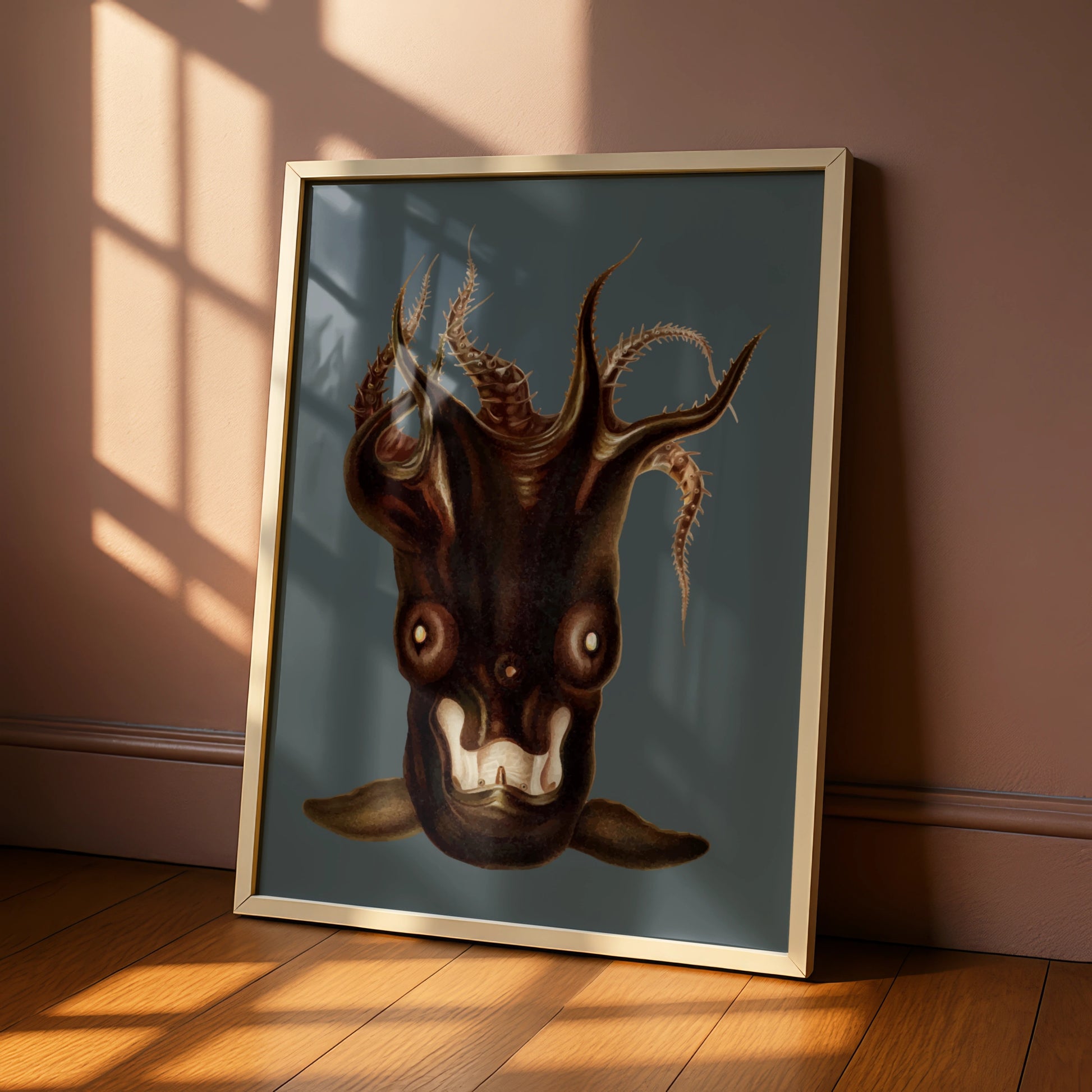 Halloween Monster Creature Poster, Dark Horror Wall Art, Spooky Demon Print, Gothic Occult Decor