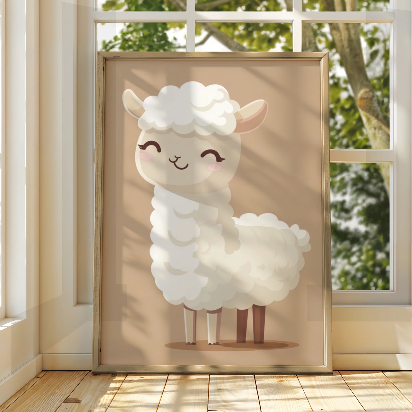 Cute Llama Nursery Wall Art, Baby Animal Poster, Neutral Boho Kids Room Print, Alpaca Decor