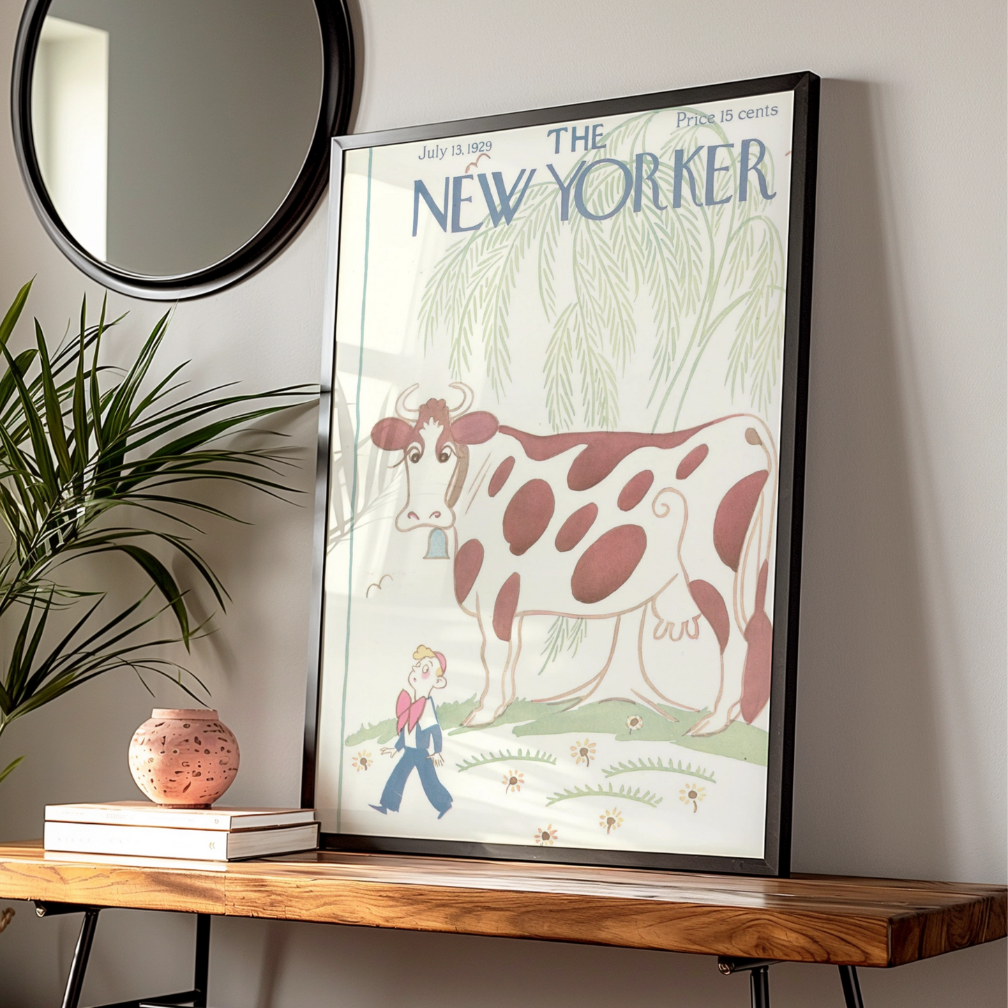 New Yorker 1929 Cow Cover Poster, Vintage Magazine Wall Art, Retro Farm Print