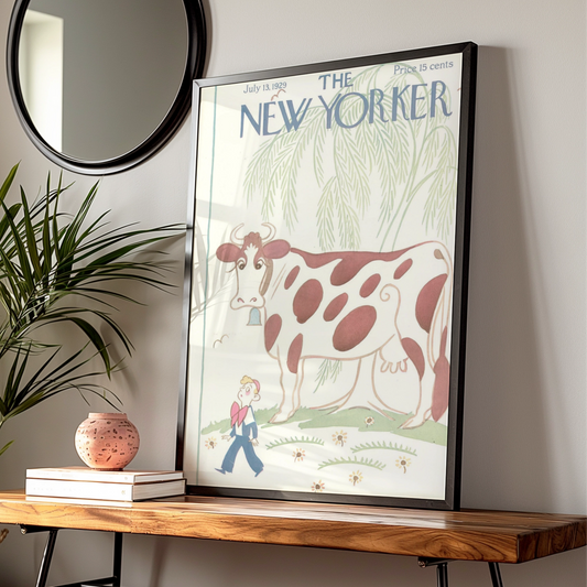 New Yorker 1929 Cow Cover Poster, Vintage Magazine Wall Art, Retro Farm Print