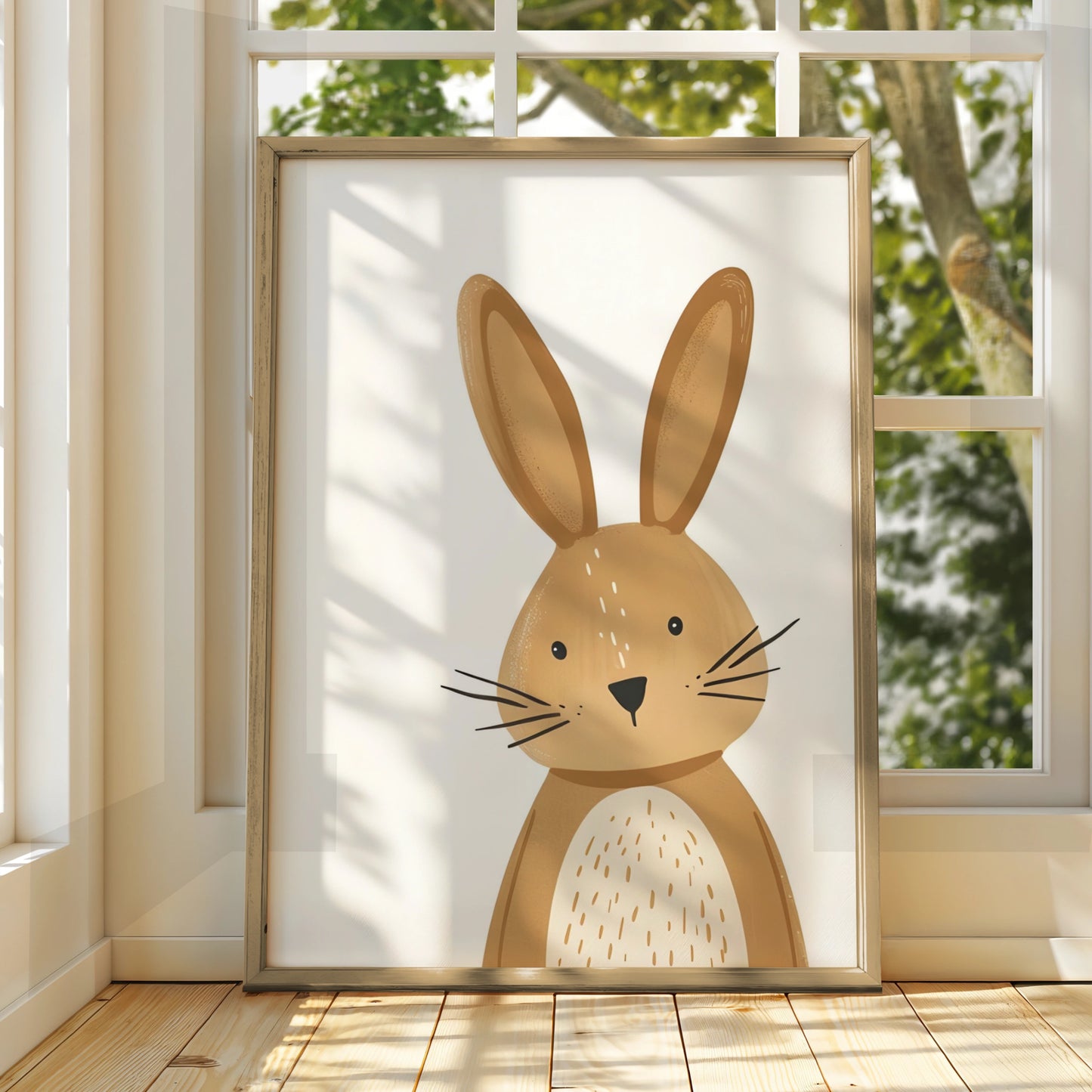 Nursery Bunny Wall Art, Cute Rabbit Poster, Baby Room Decor, Kids Animal Print