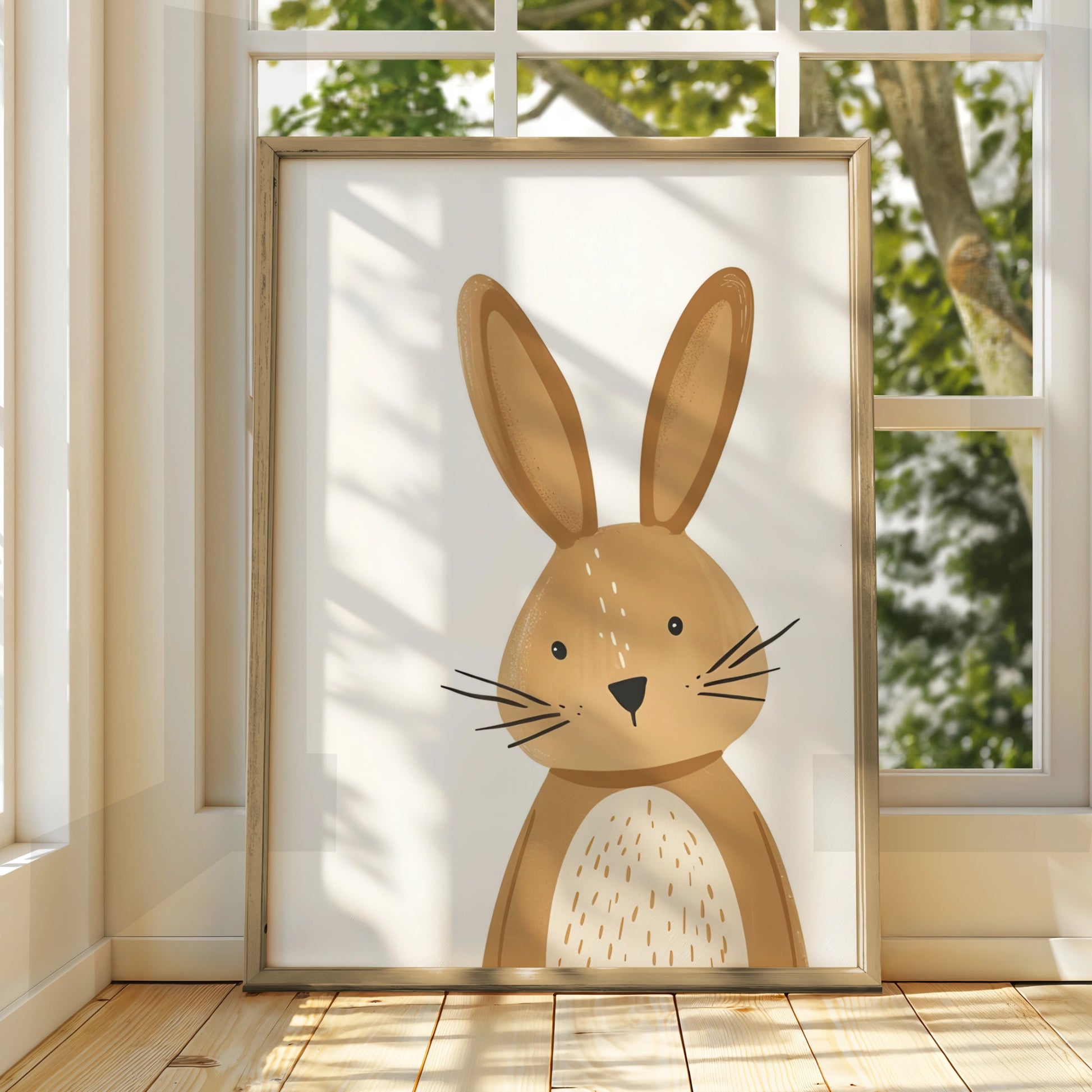 Nursery Bunny Wall Art, Cute Rabbit Poster, Baby Room Decor, Kids Animal Print