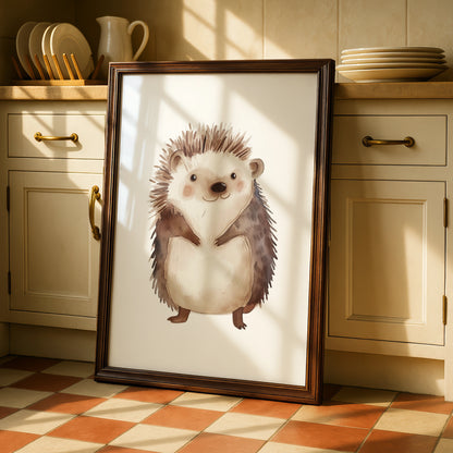 Hedgehog Nursery Wall Art, Cute Woodland Animal Poster, Baby Room Print, Kids Decor