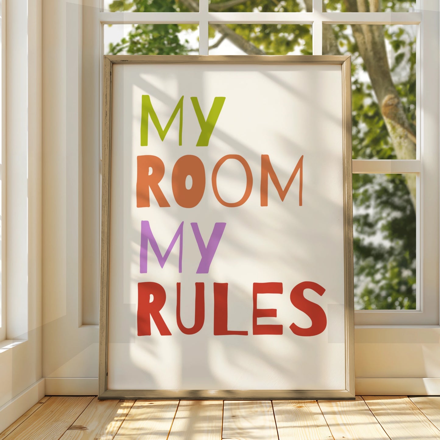 My Room My Rules Nursery Wall Art, Kids Bedroom Poster, Colourful Children Print