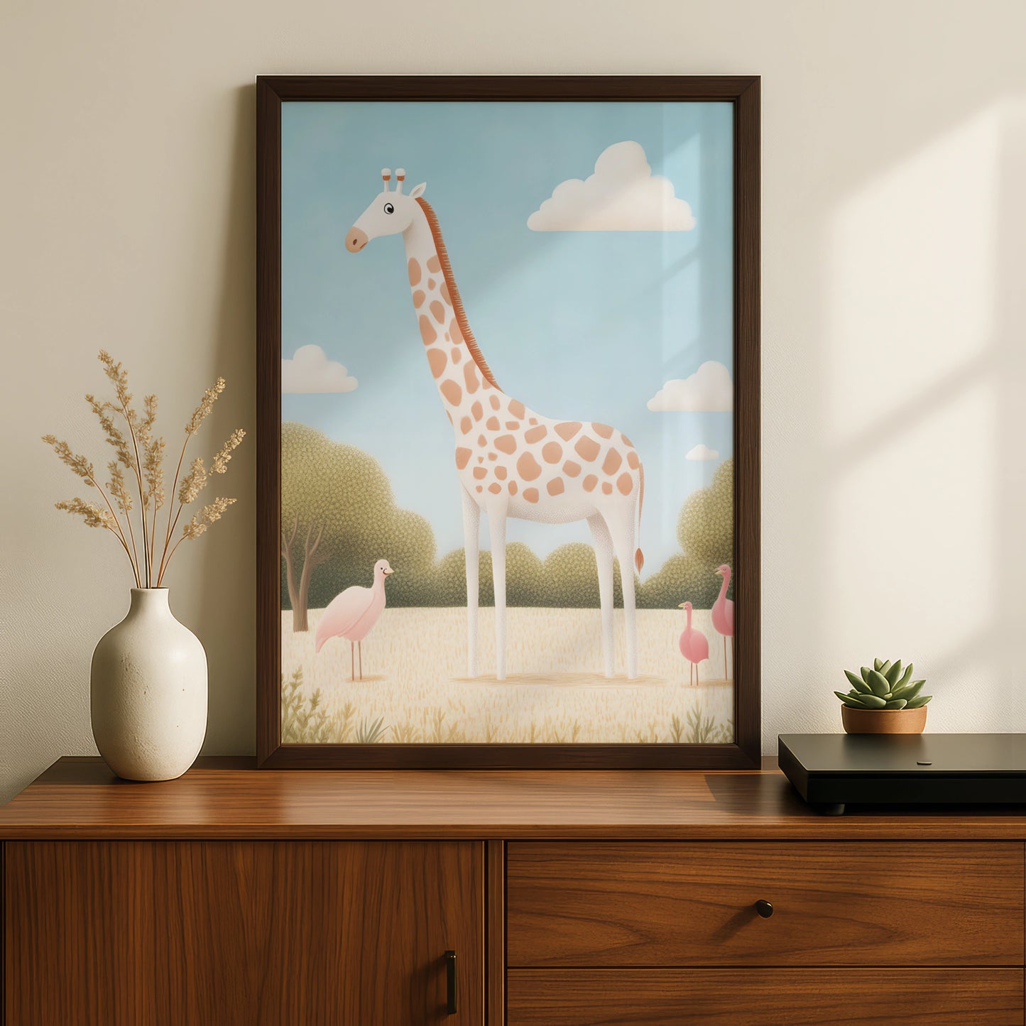 Giraffe Nursery Wall Art, Safari Animal Print, Cute Baby Room Poster, Boho Neutral Decor