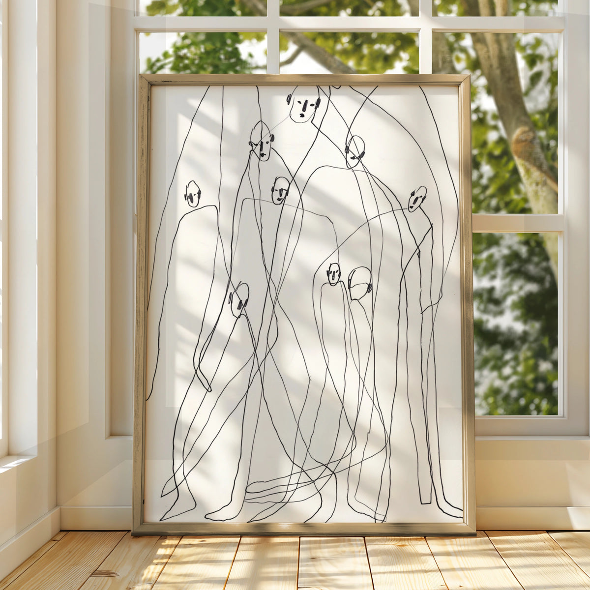 Abstract Figure Drawing, Monochrome Wall Art, Black and White Line Art Poster, Modern Print