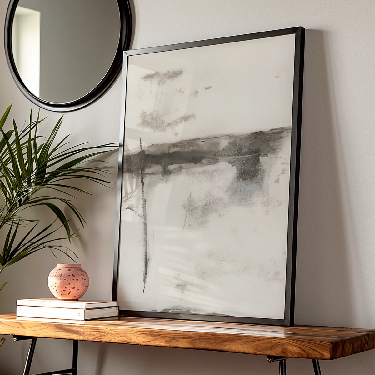 Abstract Monochrome Landscape Print, Black and White Poster, Minimalist Neutral Wall Art — Digital Download
