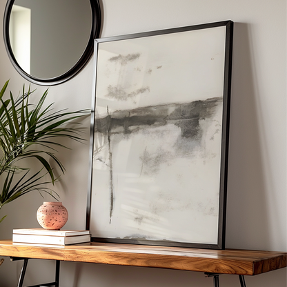 Abstract Monochrome Landscape Print, Black and White Poster, Minimalist Neutral Wall Art — Digital Download