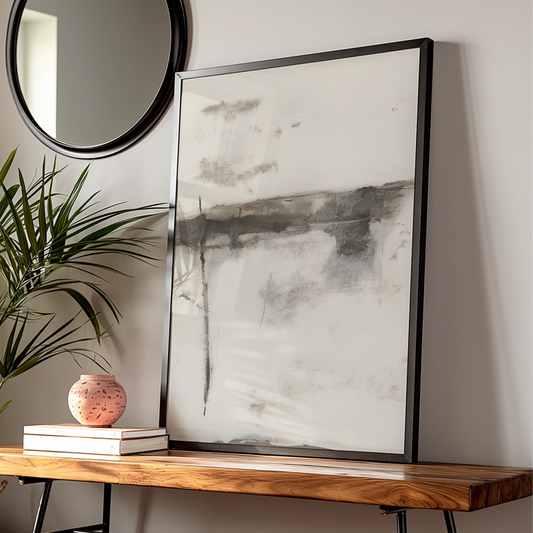 Abstract Monochrome Landscape Print, Black and White Poster, Minimalist Neutral Wall Art — Digital Download