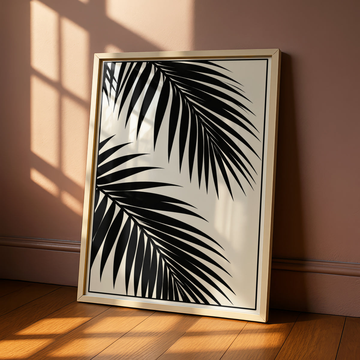 Palm Leaf Monochrome Wall Art, Black and White Botanical Poster, Minimalist Print, Neutral Decor