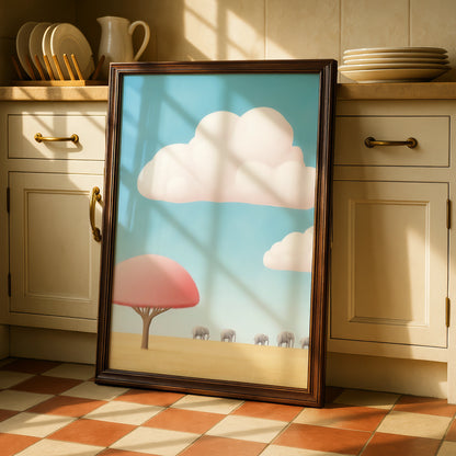Elephant Nursery Wall Art, Safari Baby Print, Pastel Kids Room Poster, Cute Animal Decor