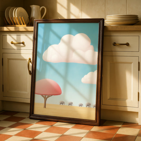 Elephant Nursery Wall Art, Safari Baby Print, Pastel Kids Room Poster, Cute Animal Decor