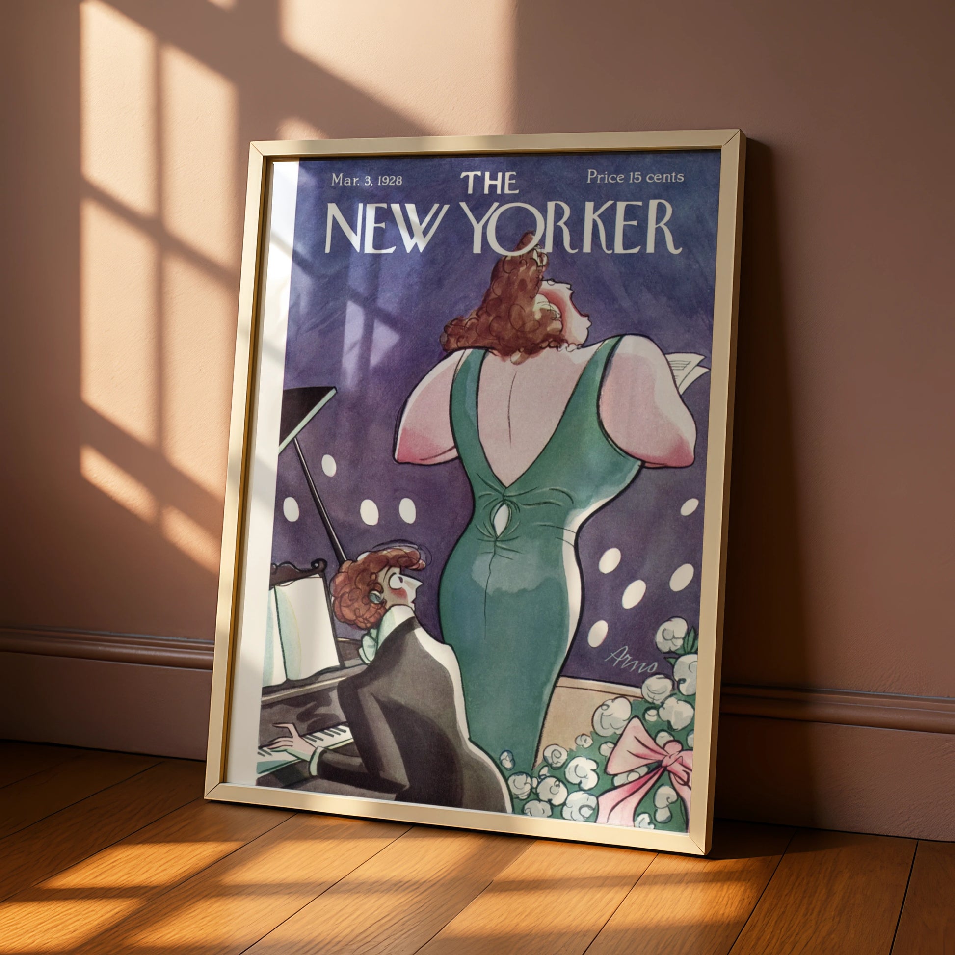 New Yorker 1928 Cover Poster, Opera Singer Piano Art, Vintage Magazine Wall Art