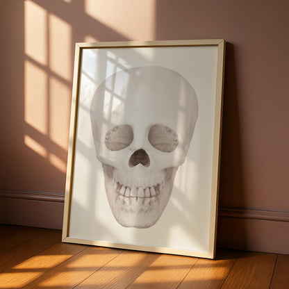 Halloween Skull Poster, White Skull Wall Art, Spooky Gothic Print, Minimalist Halloween Decor