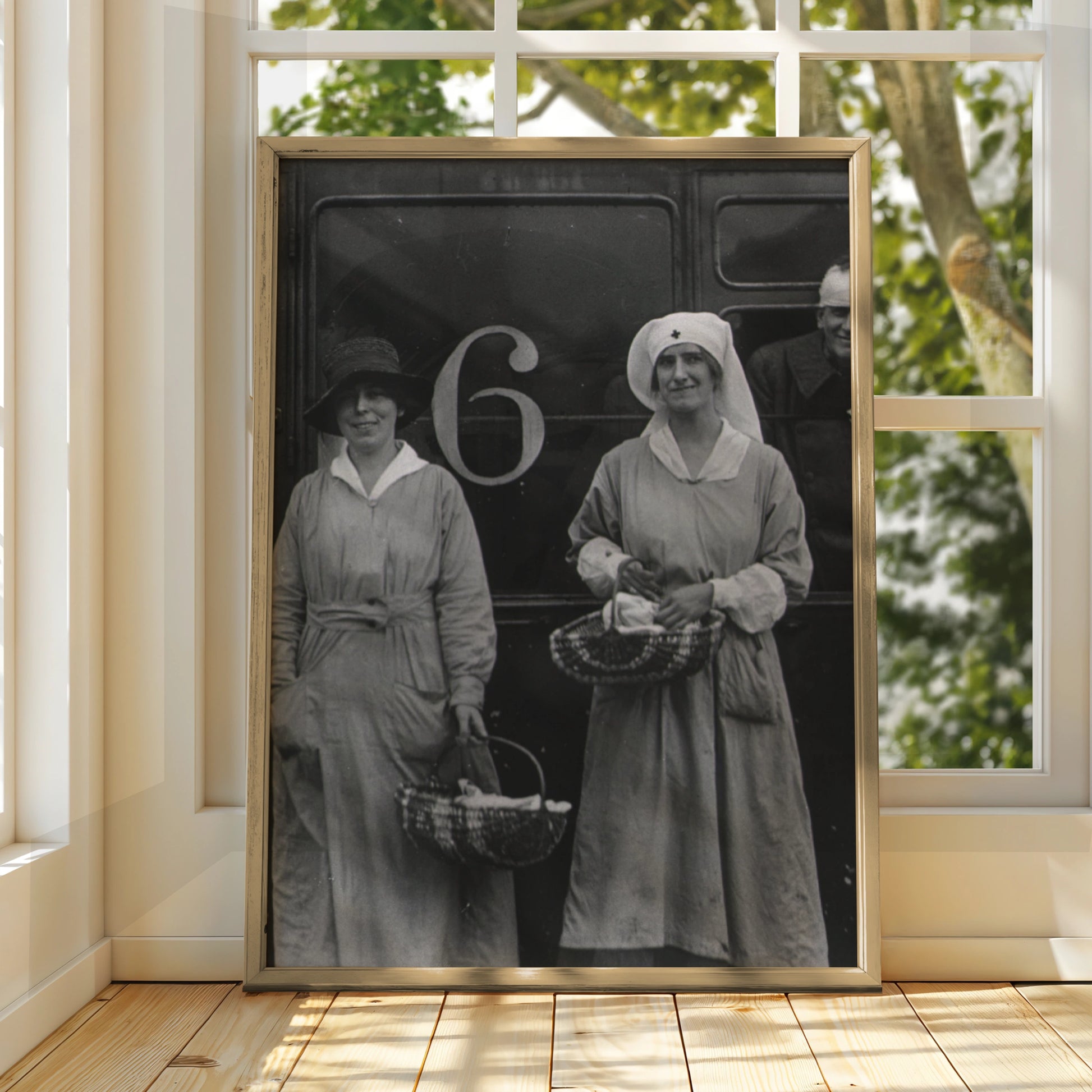 WW1 Nurses Vintage Photo Poster, Red Cross Women War History Black White Print