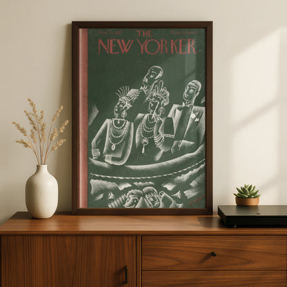 The New Yorker 1927 Art Deco Cover Poster, Vintage Jazz Age Theatre Wall Art Print