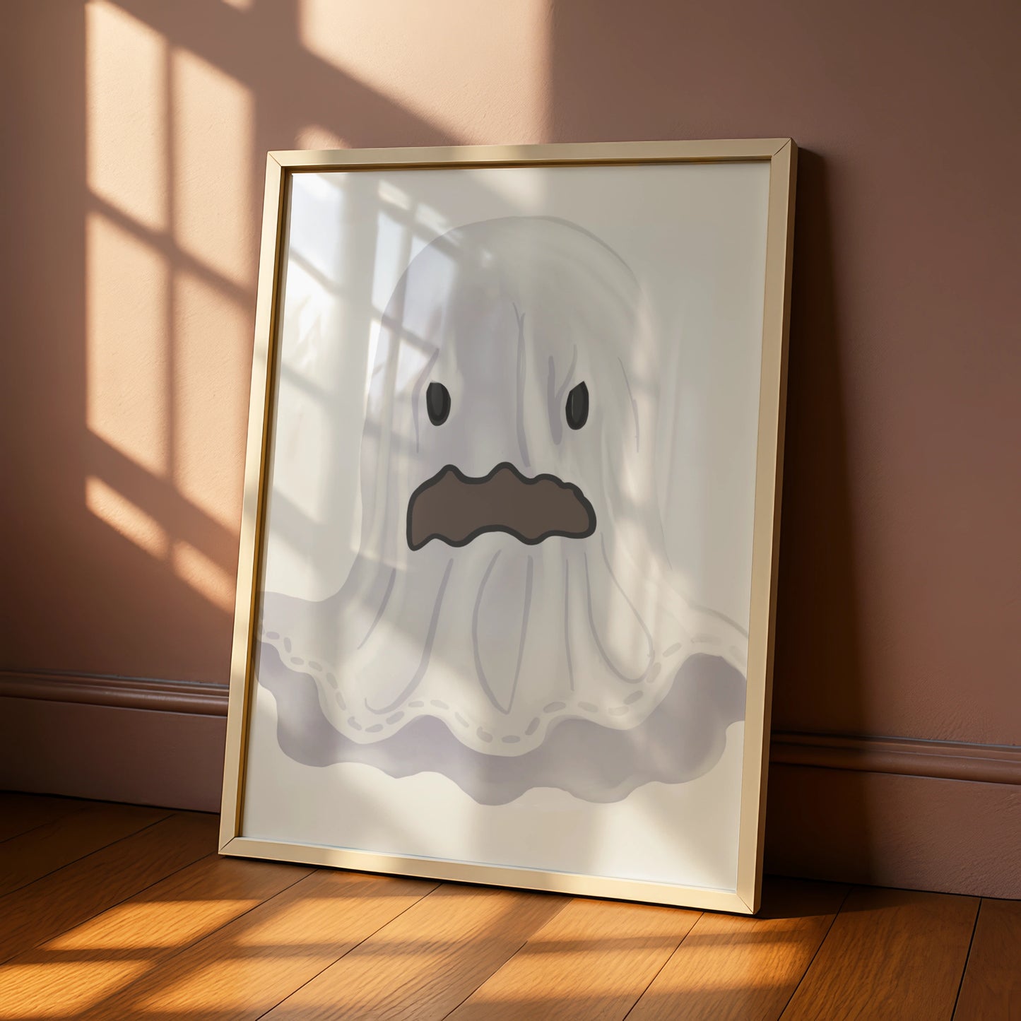 Halloween Ghost Poster, Spooky Ghost Wall Art, Cute Ghost Print, Halloween Decor